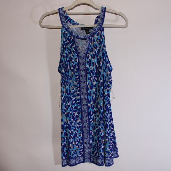 Y2K International Concepts Blue Leopard Print Blouse With Rhinestones Size 2X - Picture 1 of 4